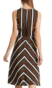 Marc Cain Sleeveless Wrap Dress with Lurex Stripes - Lucindas on-line