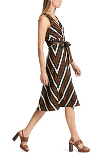 Marc Cain Sleeveless Wrap Dress with Lurex Stripes - Lucindas on-line