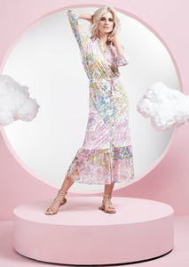 Pastel Floral Print Dress with Deep Frill S210 - Lucindas on-line