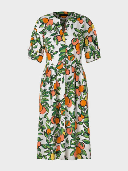 Citrus Fruit Cotton Print Dress