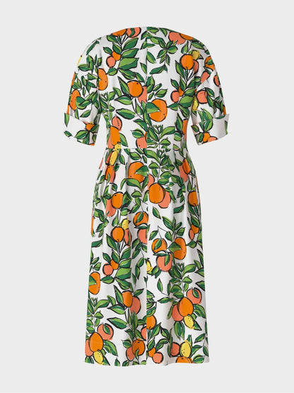 Citrus Fruit Cotton Print Dress