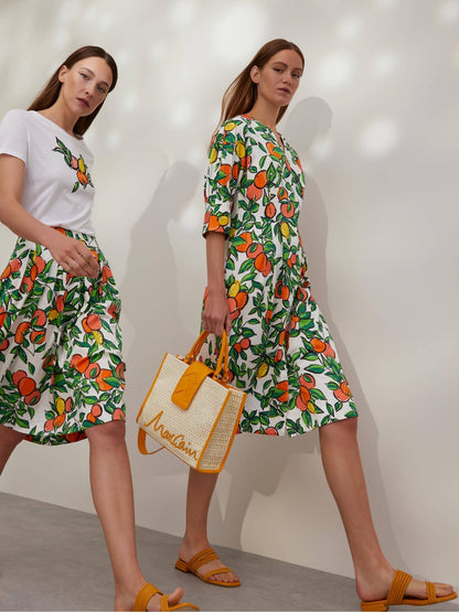 Citrus Fruit Cotton Print Dress