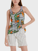 Load image into Gallery viewer, Ribbed Sleeveless Top with Mix Print
