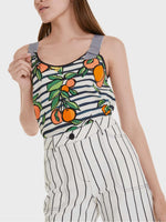 Load image into Gallery viewer, Ribbed Sleeveless Top with Mix Print
