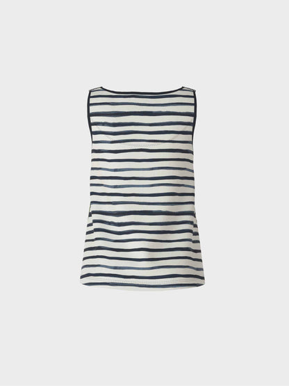 Ribbed Sleeveless Top with Mix Print