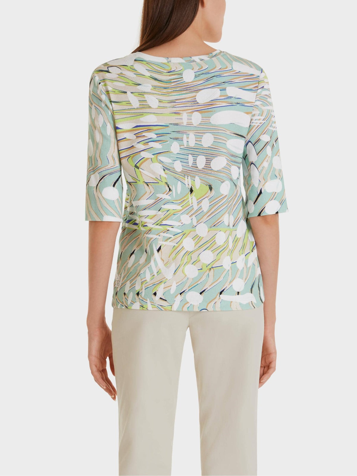 Marc Cain Cotton T-shirt with Wave Print