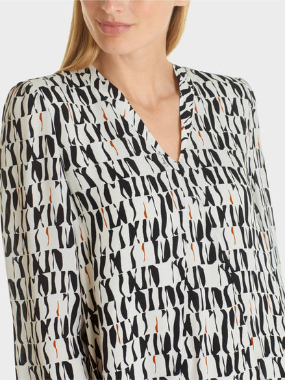 Silk Geometric Print Midi Dress