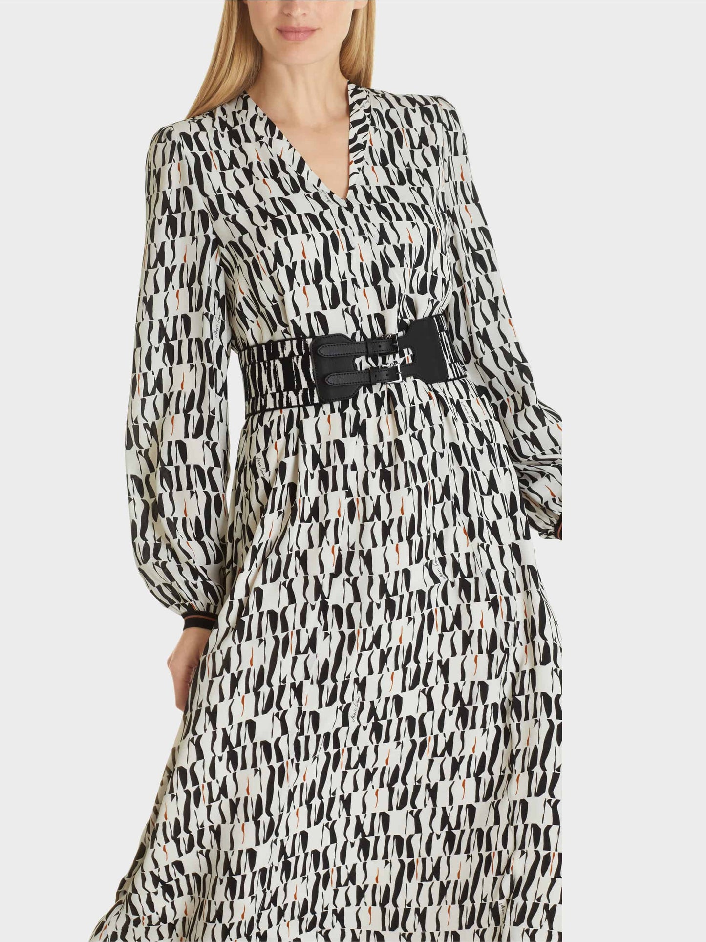 Silk Geometric Print Midi Dress