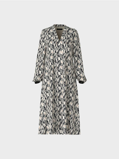 Silk Geometric Print Midi Dress