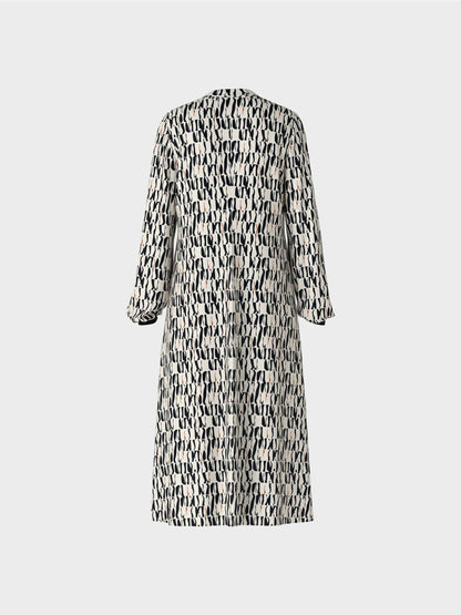 Silk Geometric Print Midi Dress