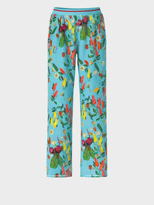 Straight Trousers with Veggie Print