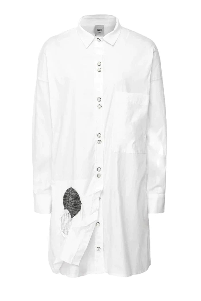 Nijii Patch Detail Cotton Longline Shirt 36016
