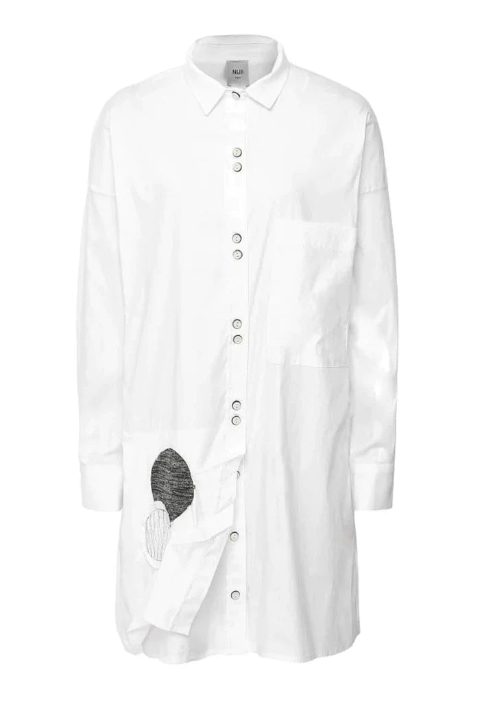 Patch Detail Cotton Longline Shirt