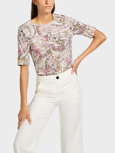 Marc Cain Cotton T-shirt with Paisley Print