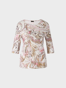 Marc Cain Cotton T-shirt with Paisley Print