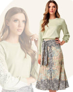 Load image into Gallery viewer, Oriental Floral Midi Skirt with Animal Print W349

