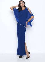 Load image into Gallery viewer, Shimmery Ribbed Gown with Sheer Overlay 179257 - Lucindas on-line

