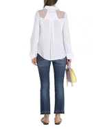 Load image into Gallery viewer, White Shirt with Flower &amp; Mesh Details
