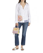 Load image into Gallery viewer, White Shirt with Flower &amp; Mesh Details

