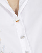 Load image into Gallery viewer, White Shirt with Flower &amp; Mesh Details
