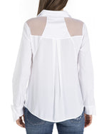 Load image into Gallery viewer, White Shirt with Flower &amp; Mesh Details
