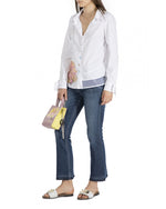 Load image into Gallery viewer, White Shirt with Flower &amp; Mesh Details
