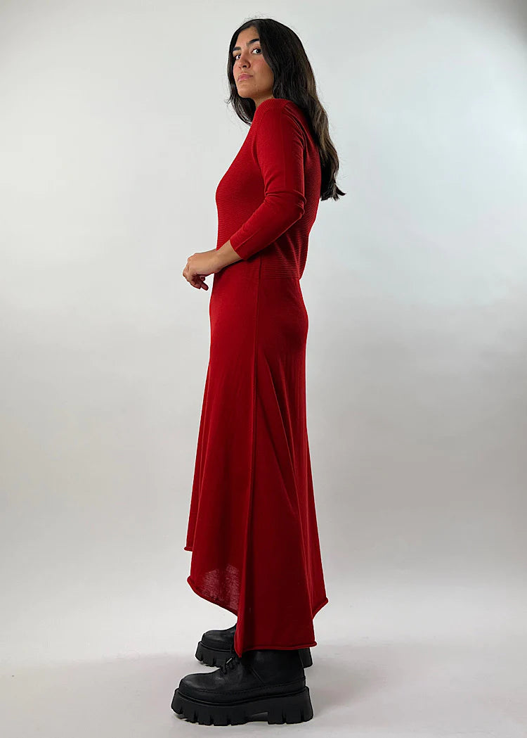 Asymmetrical Merino Wool Midi Dress 36103
