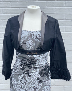 Linea Raffaeli Grey Pure Silk Dress with Black Bolero - 7868