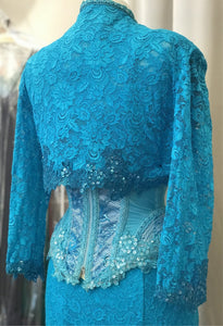 Turquoise vintage lace bolero jacket