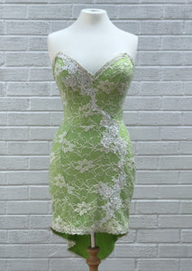 Lime green lace dress with fish tail