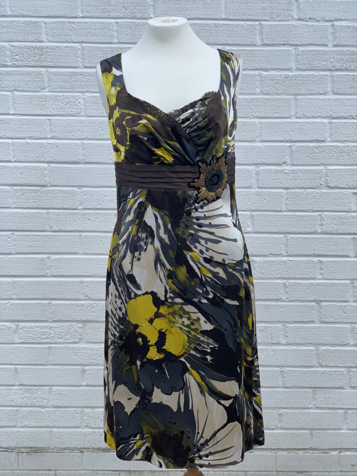 Linea Raffaeli Yellow Floral Pure Silk Dress with Bolero - 101-631 - Lucindas on-line