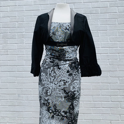 Linea Raffaeli Grey Pure Silk Dress with Black Bolero - 7868 - Lucindas on-line
