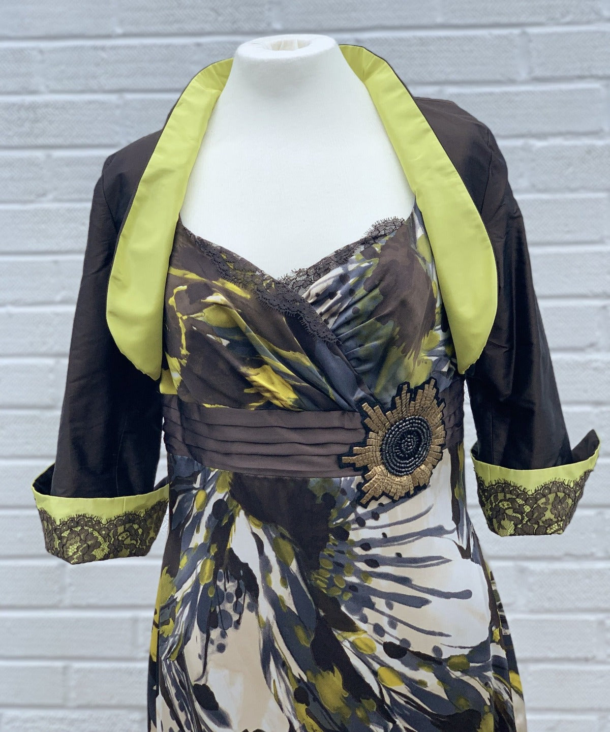 Linea Raffaeli Yellow Floral Pure Silk Dress with Bolero - 101-631 - Lucindas on-line
