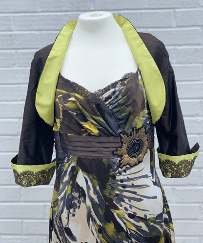 Linea Raffaeli Yellow Floral Pure Silk Dress with Bolero - 101-631 - Lucindas on-line