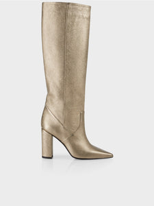 Metallic Knee-High Leather Boots