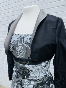 Linea Raffaeli Grey Pure Silk Dress with Black Bolero - 7868