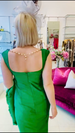 Load image into Gallery viewer, Paule Vasseur Emerald Silk Dress
