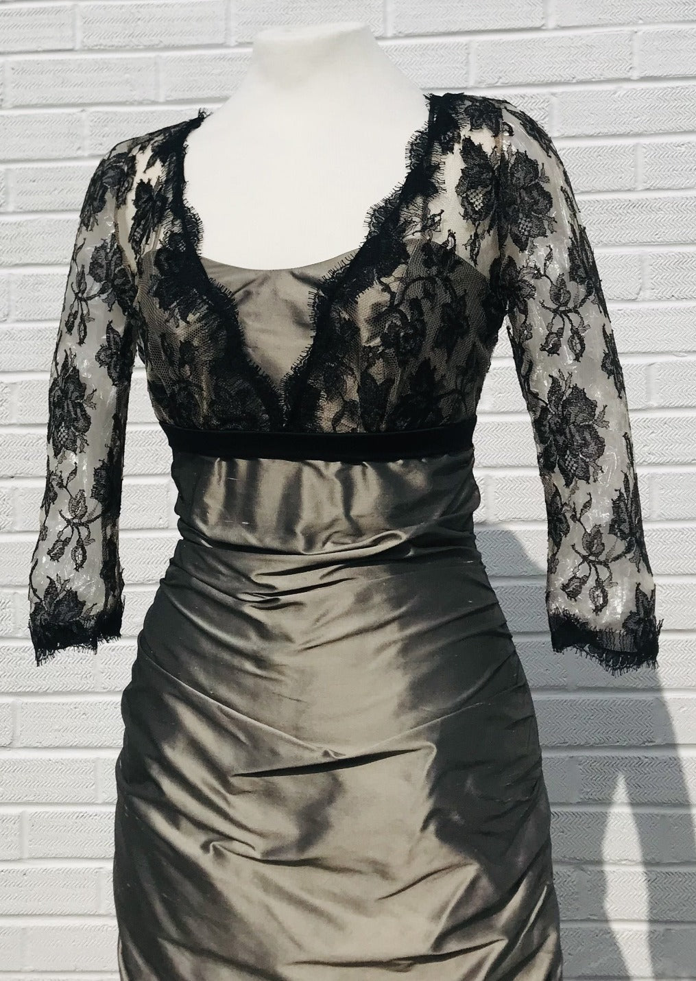 Linea Raffaeli long silk dress with black lace - 121-839 - Lucindas on-line