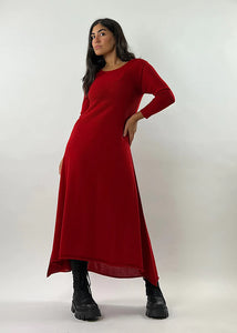 Asymmetrical Merino Wool Midi Dress 36103