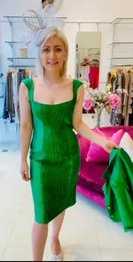 Load image into Gallery viewer, Paule Vasseur Emerald Silk Dress
