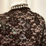 Load image into Gallery viewer, Vintage black lace bolero jacket with pink sequins underlay - Lucindas on-line
