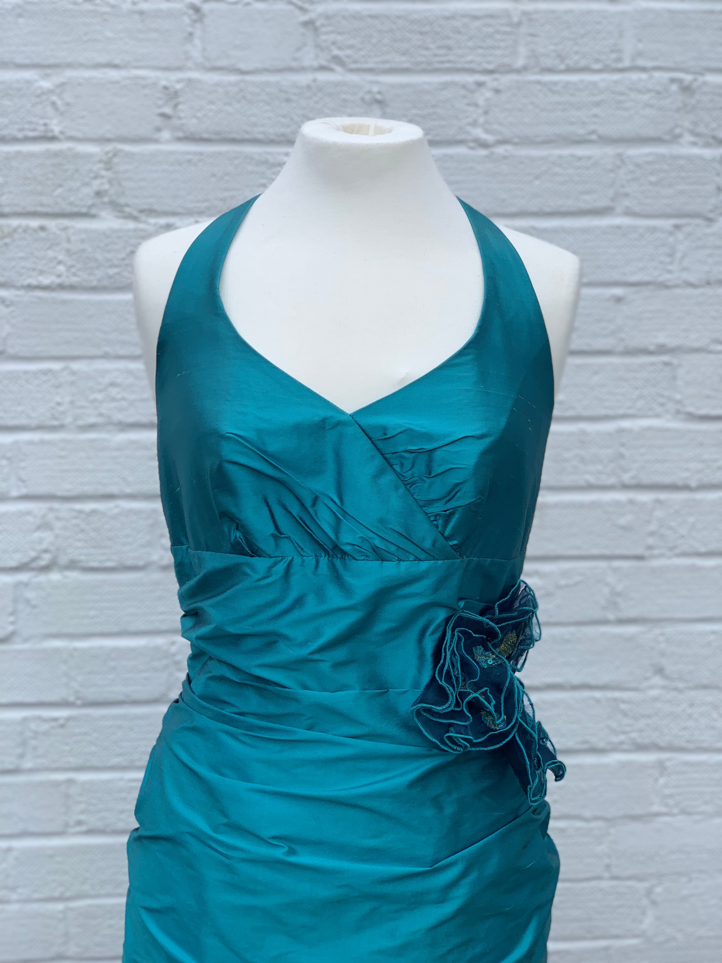 Linea Raffaeli Turquoise silk dress with bolero - 7779