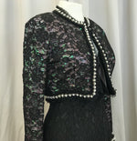 Load image into Gallery viewer, Vintage black lace bolero jacket with pink sequins underlay - Lucindas on-line
