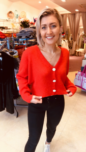 Soft Knit Cardigan with Diamanté Buttons