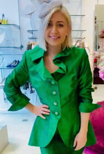 Load image into Gallery viewer, Paule Vasseur Green Pure Silk Long Jacket
