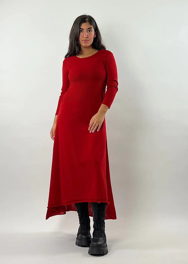 Asymmetrical Merino Wool Midi Dress 36103