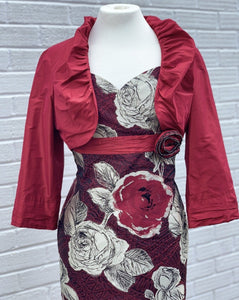 Linea Raffaeli burgundy silk dress with red bolero - 101-582