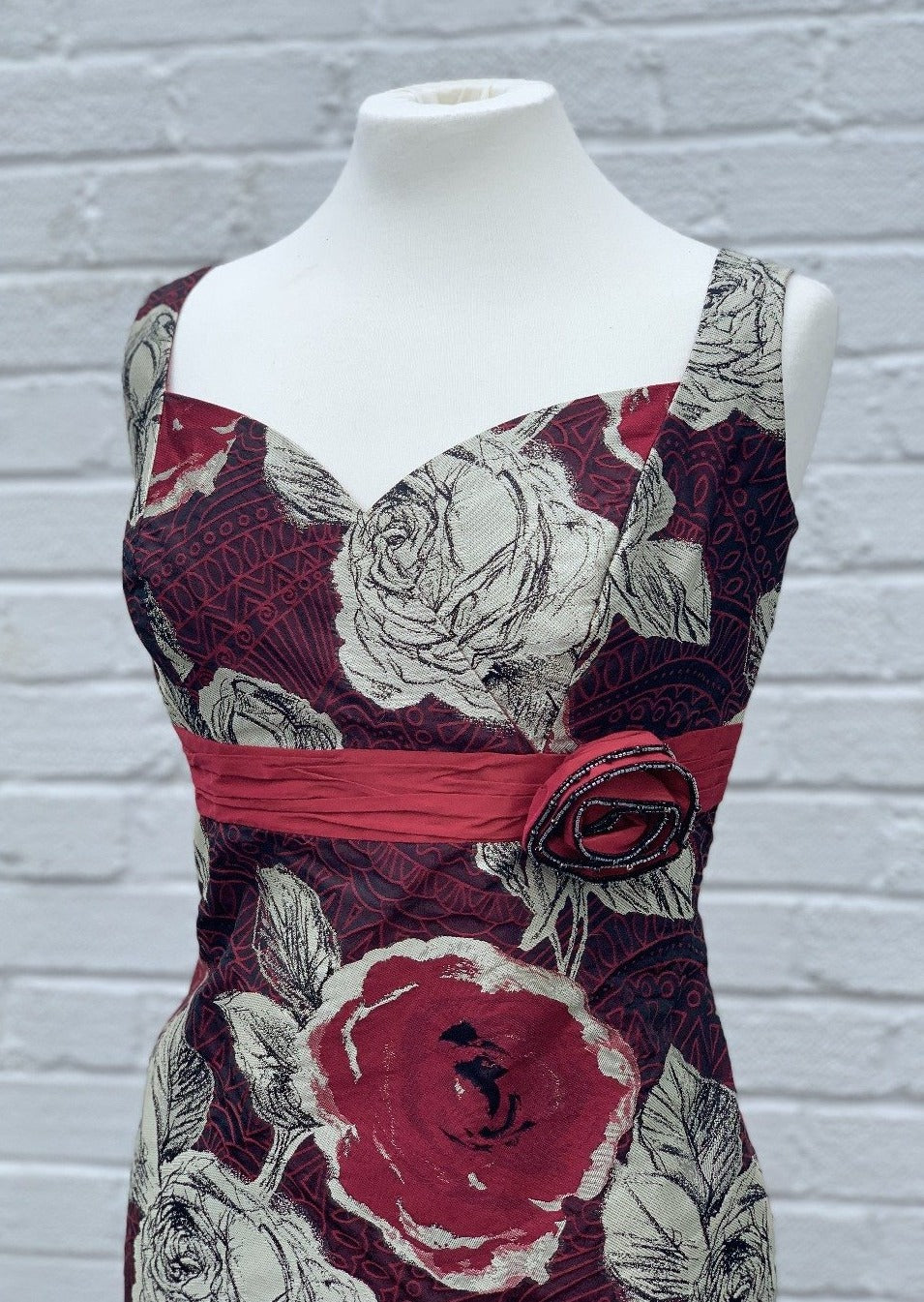 Linea Raffaeli burgundy silk dress with red bolero - 101-582