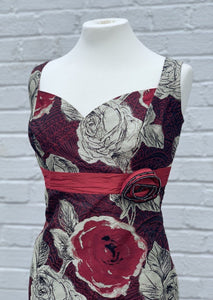 Linea Raffaeli burgundy silk dress with red bolero - 101-582