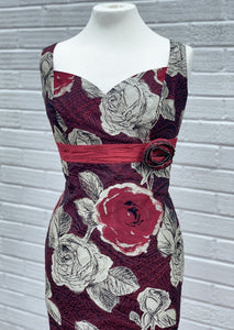 Linea Raffaeli burgundy silk dress with red bolero - 101-582